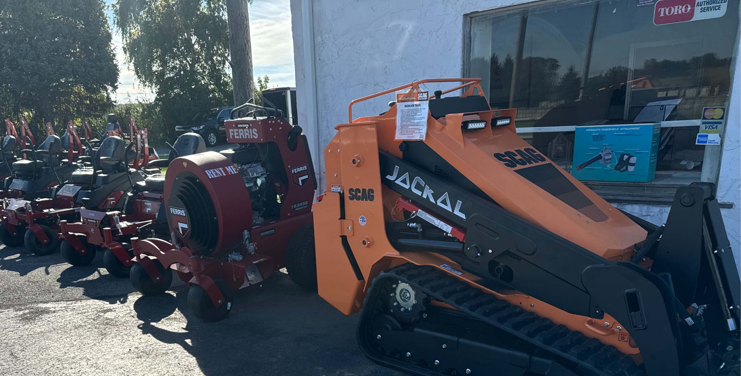 Ferris and Scag equipment outside the DT Mower shop